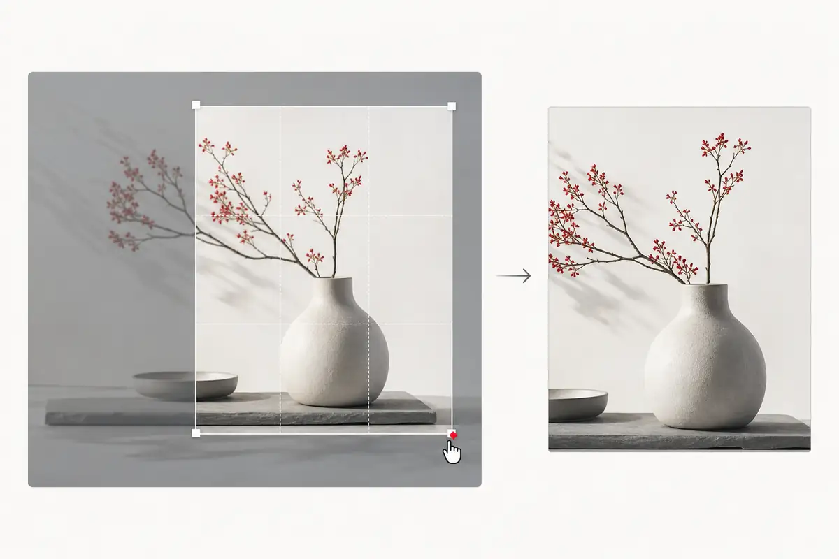 A precise crop frame selecting part of a photograph