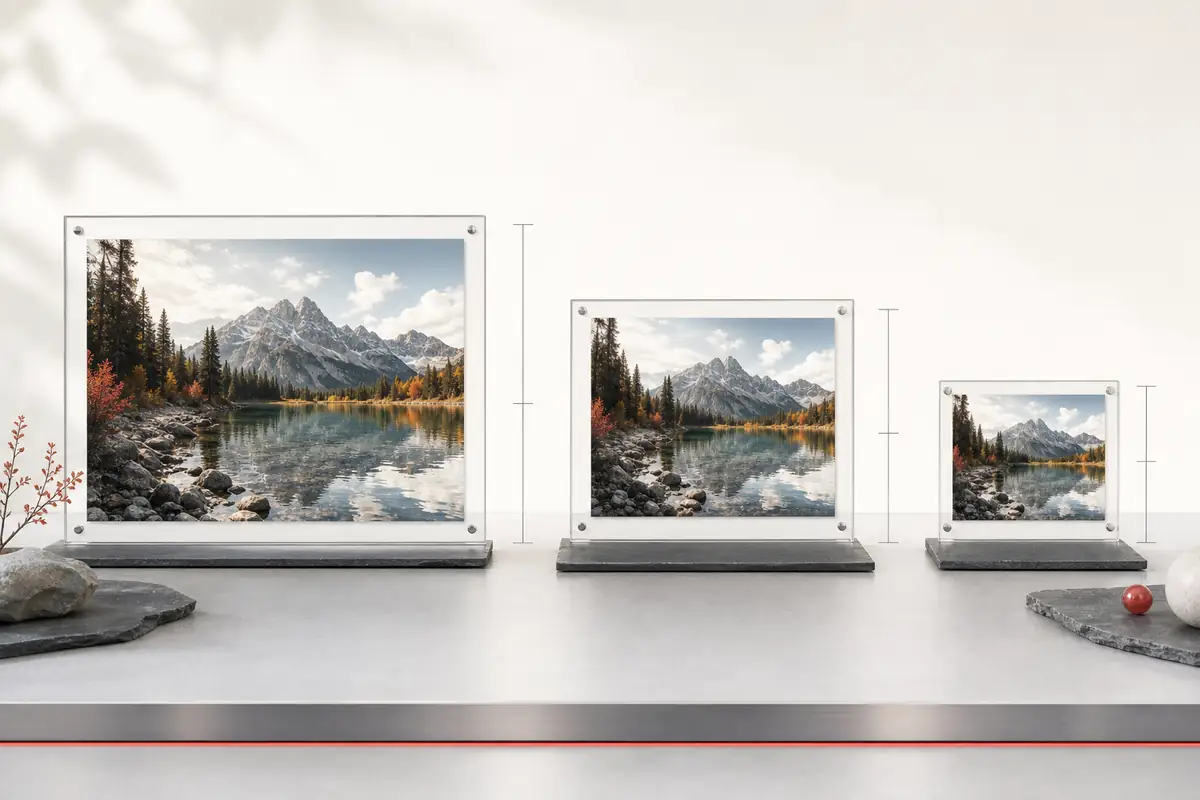 The same photo shown in several carefully measured dimensions