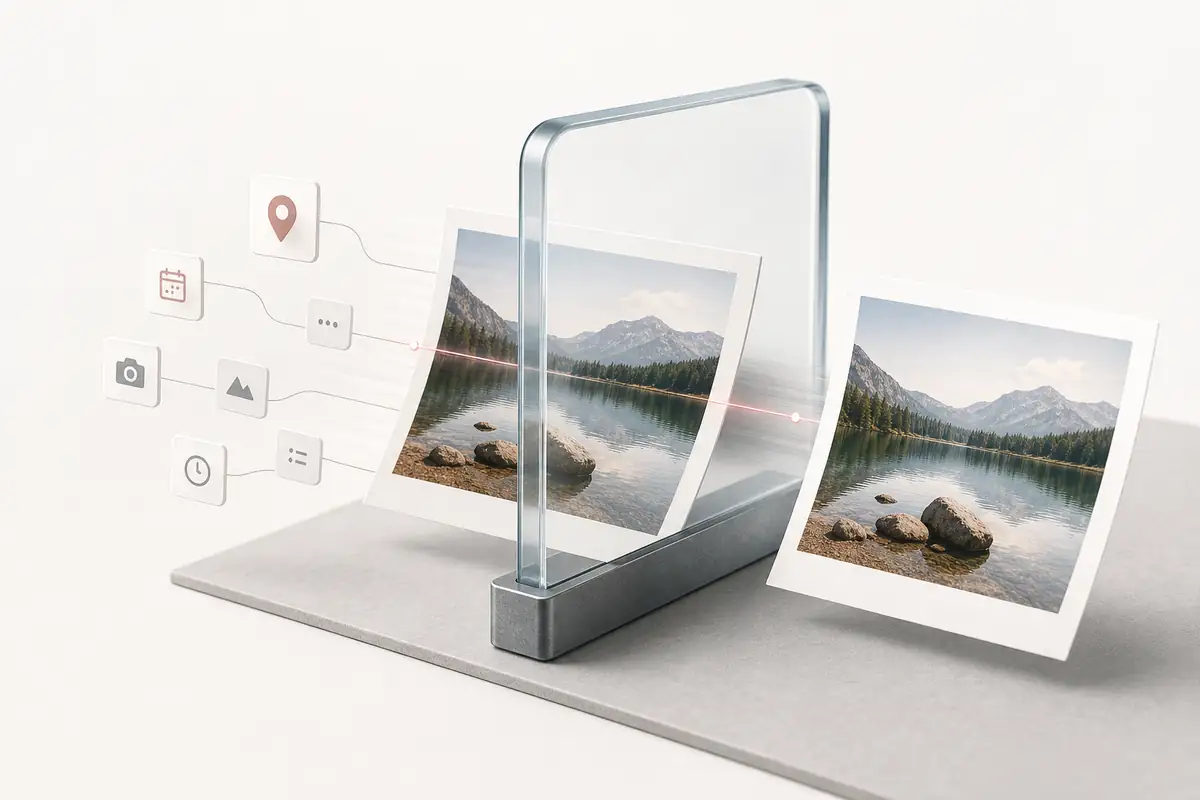Location and camera details being separated from a photo while the picture stays intact
